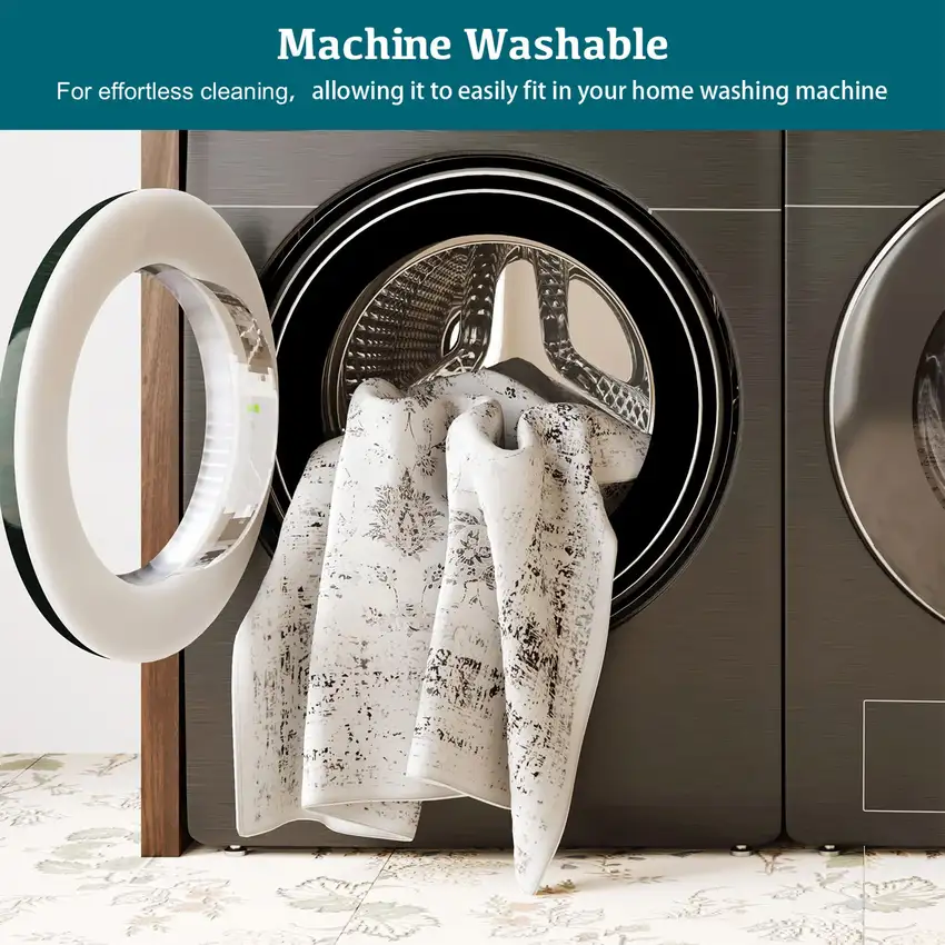 Charcoal And Ivory Floral Distressed Area Rug Photo 7