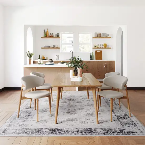 Charcoal And Ivory Floral Distressed Area Rug Photo 9