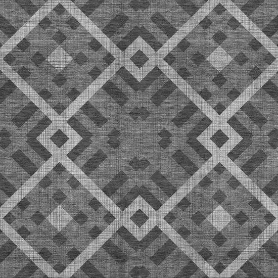 Charcoal And Ivory Geometric Washable Area Rug With UV Protection Photo 3