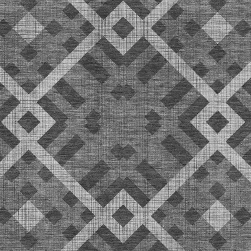 Charcoal And Ivory Geometric Washable Area Rug With UV Protection Photo 2