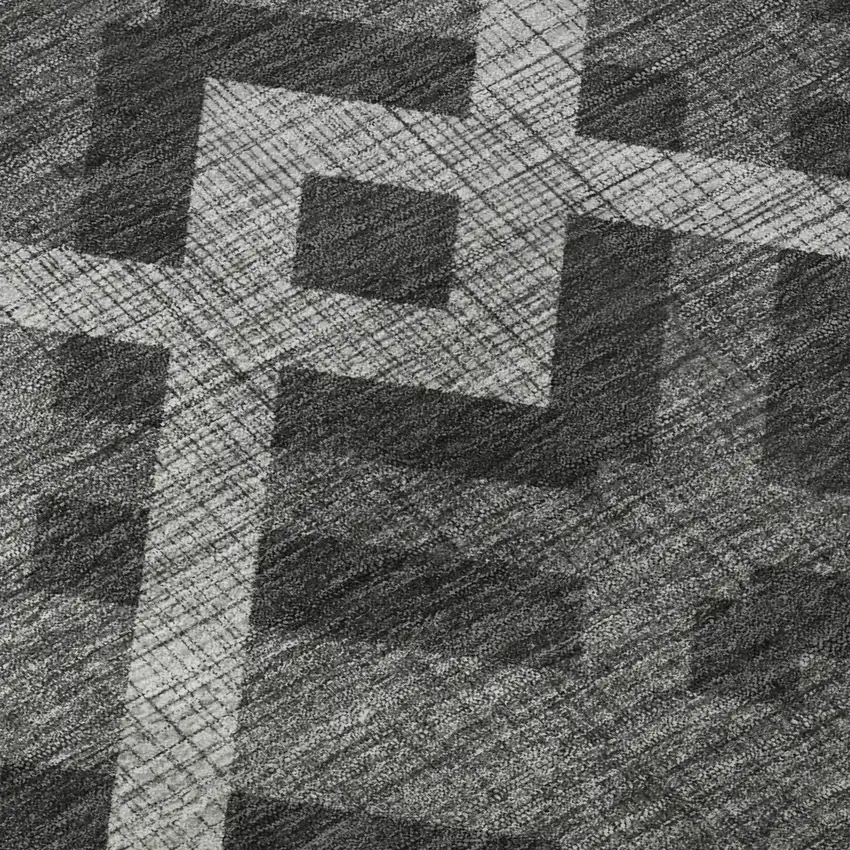 Charcoal And Ivory Geometric Washable Area Rug With UV Protection Photo 9