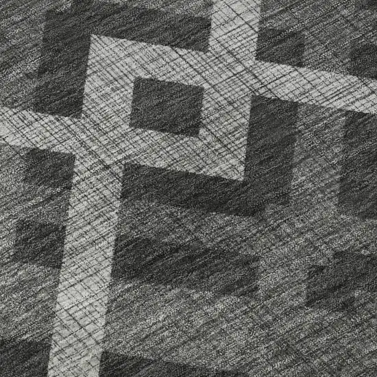 Charcoal And Ivory Geometric Washable Area Rug With UV Protection Photo 9