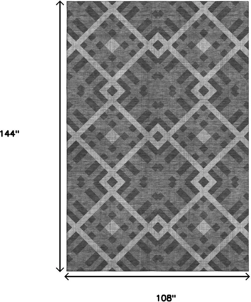 Charcoal And Ivory Geometric Washable Area Rug With UV Protection Photo 3