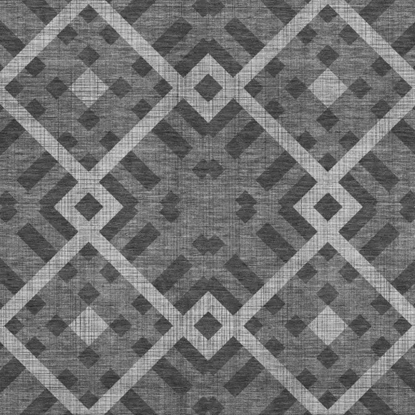 Charcoal And Ivory Geometric Washable Area Rug With UV Protection Photo 3