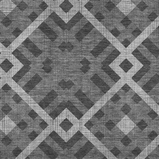 Charcoal And Ivory Geometric Washable Area Rug With UV Protection Photo 2