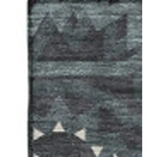 Charcoal And Ivory Geometric Washable Area Rug With UV Protection Photo 3