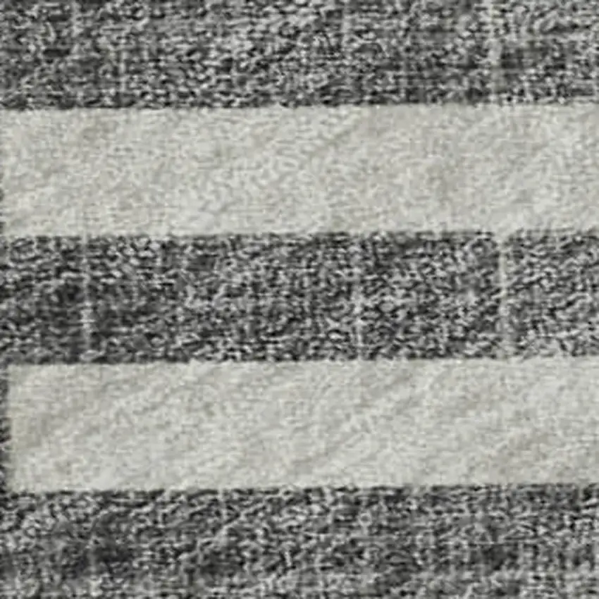 Charcoal And Ivory Geometric Washable Area Rug With UV Protection Photo 5