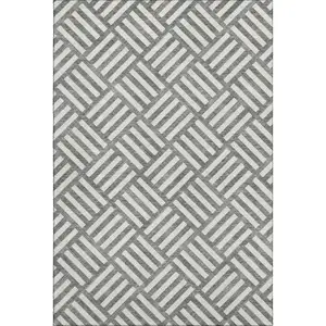 Photo of Charcoal And Ivory Geometric Washable Area Rug With UV Protection