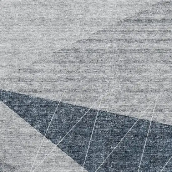 Charcoal And Ivory Geometric Washable Area Rug With UV Protection Photo 2