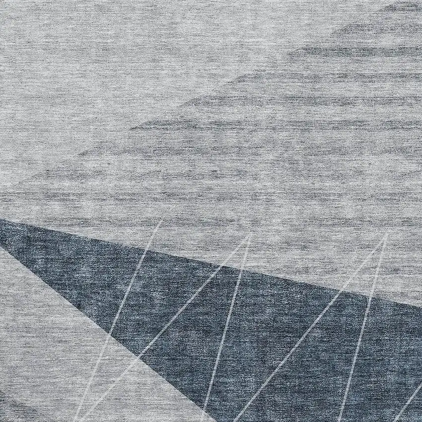 Charcoal And Ivory Geometric Washable Area Rug With UV Protection Photo 2