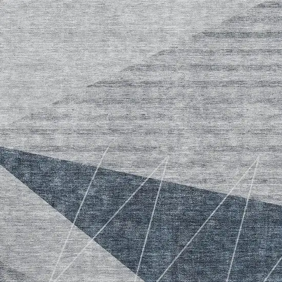 Charcoal And Ivory Geometric Washable Area Rug With UV Protection Photo 2