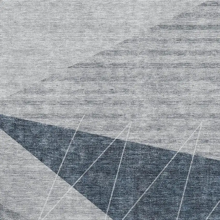 Charcoal And Ivory Geometric Washable Area Rug With UV Protection Photo 2
