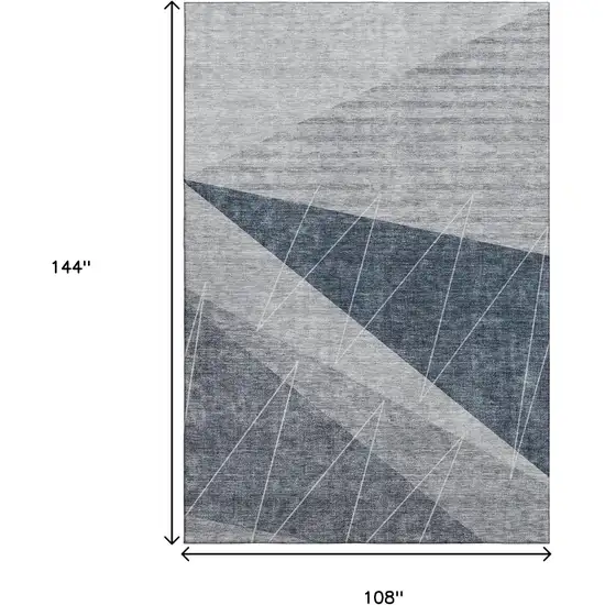 Charcoal And Ivory Geometric Washable Area Rug With UV Protection Photo 3