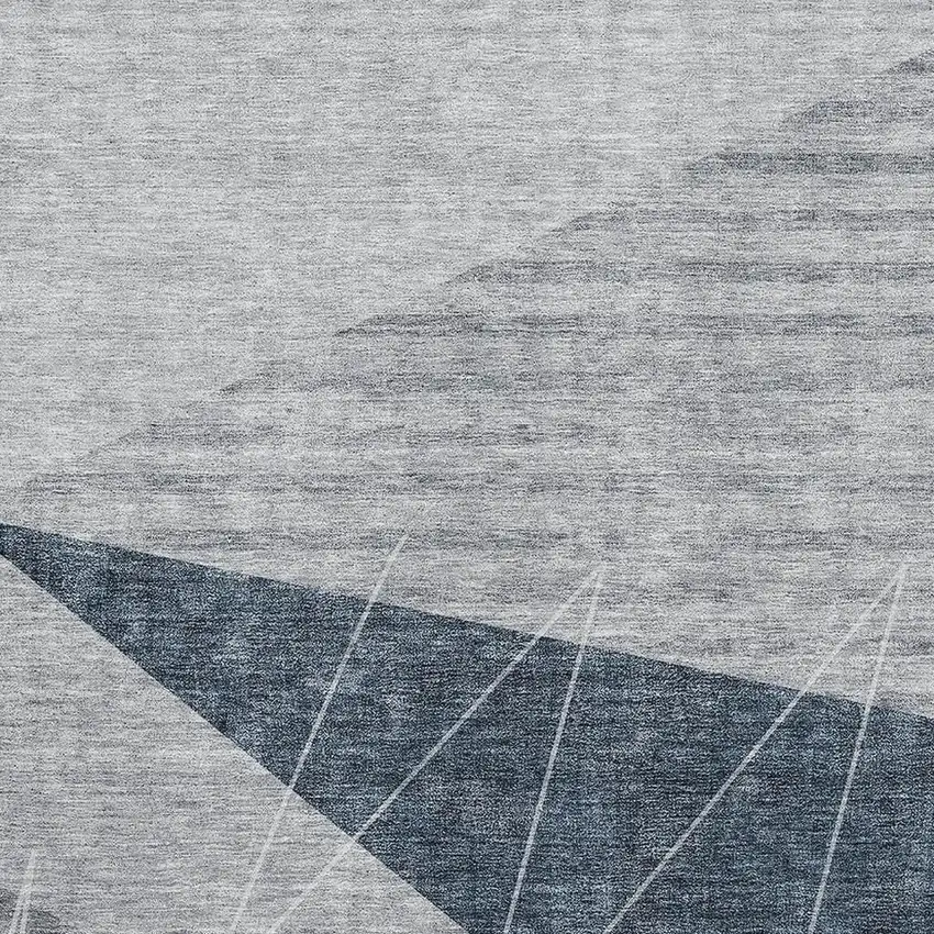 Charcoal And Ivory Geometric Washable Area Rug With UV Protection Photo 2