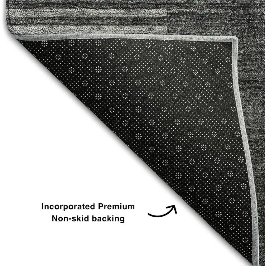 Charcoal And Ivory Geometric Washable Area Rug With UV Protection Photo 5