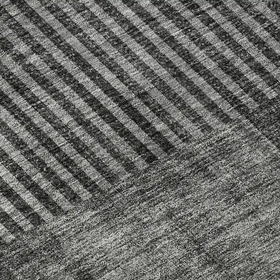 Charcoal And Ivory Geometric Washable Area Rug With UV Protection Photo 8