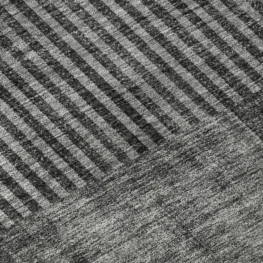 Charcoal And Ivory Geometric Washable Area Rug With UV Protection Photo 8