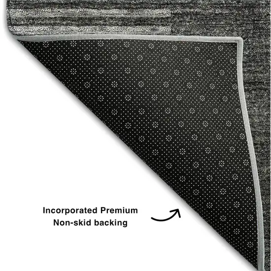 Charcoal And Ivory Geometric Washable Area Rug With UV Protection Photo 5