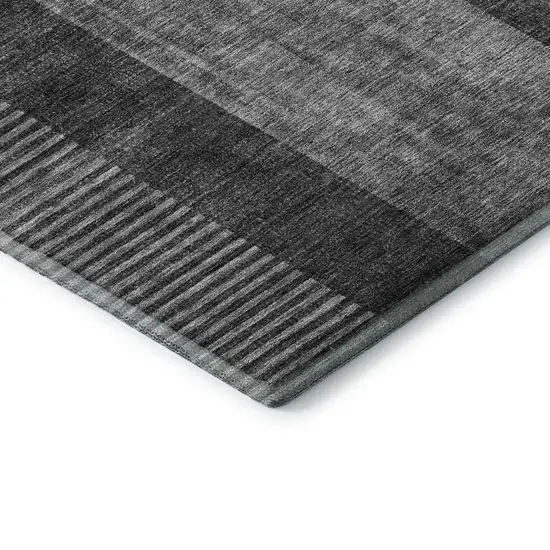 Charcoal And Ivory Geometric Washable Area Rug With UV Protection Photo 6