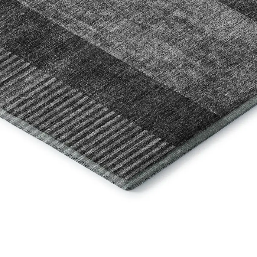 Charcoal And Ivory Geometric Washable Area Rug With UV Protection Photo 6