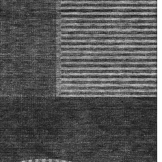 Charcoal And Ivory Geometric Washable Area Rug With UV Protection Photo 3