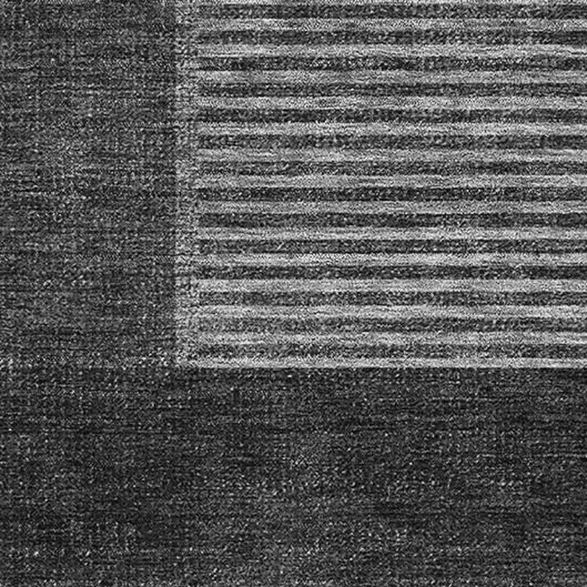 Charcoal And Ivory Geometric Washable Area Rug With UV Protection Photo 2