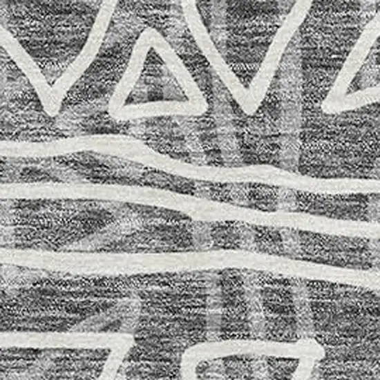 Charcoal And Ivory Geometric Washable Area Rug With UV Protection Photo 3