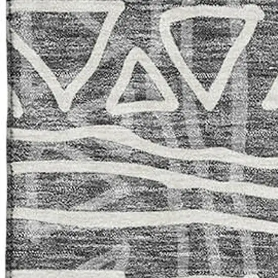 Charcoal And Ivory Geometric Washable Area Rug With UV Protection Photo 3