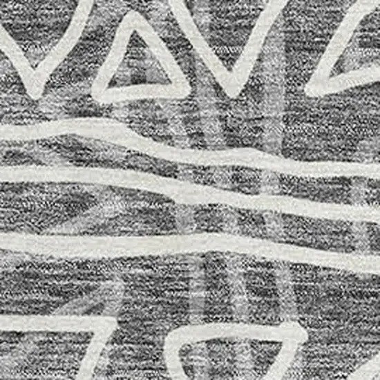 Charcoal And Ivory Geometric Washable Area Rug With UV Protection Photo 3