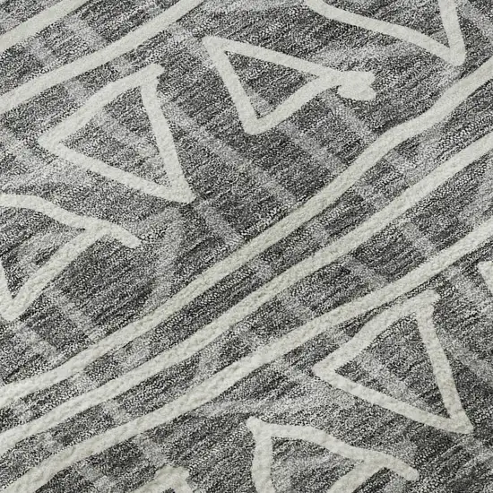 Charcoal And Ivory Geometric Washable Area Rug With UV Protection Photo 9