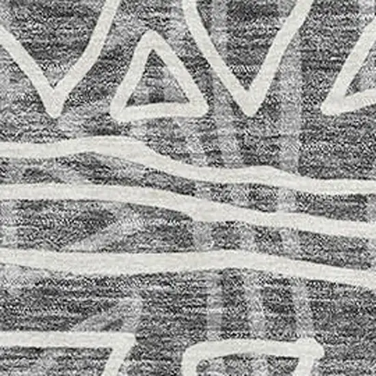 Charcoal And Ivory Geometric Washable Area Rug With UV Protection Photo 3