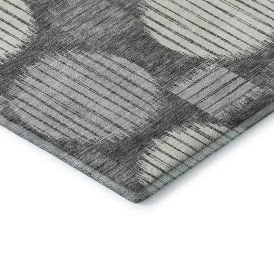 Charcoal And Ivory Geometric Washable Area Rug With UV Protection Photo 8