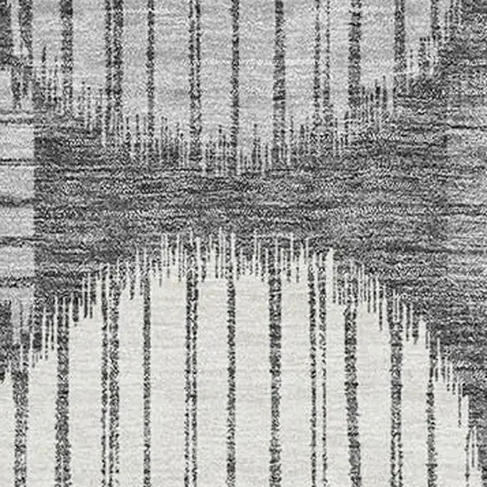 Charcoal And Ivory Geometric Washable Area Rug With UV Protection Photo 3