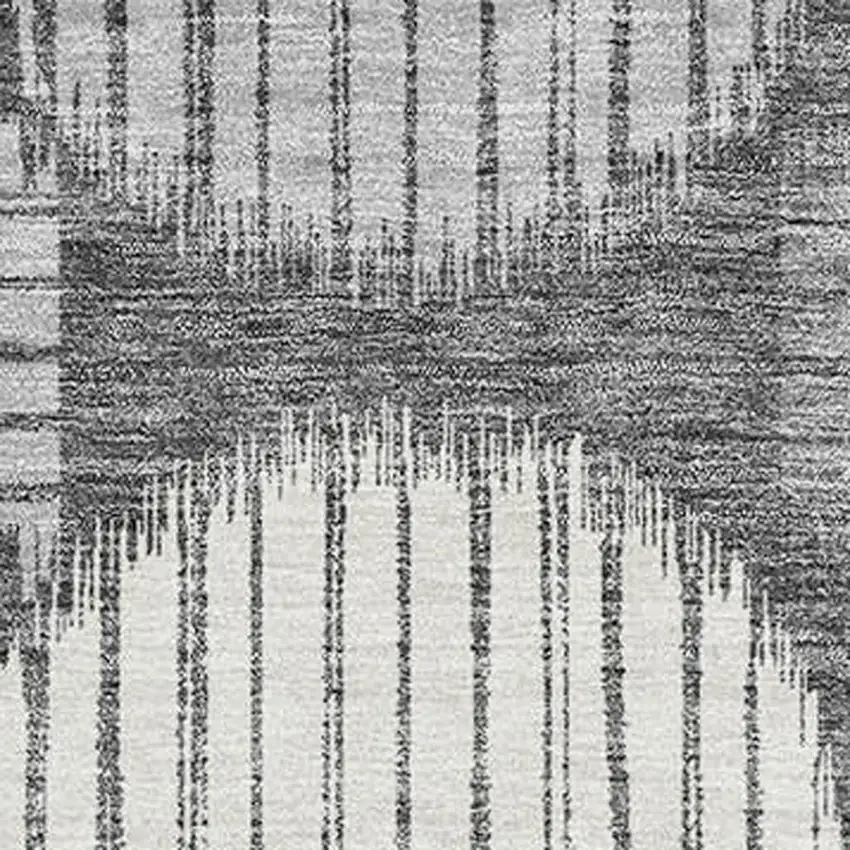 Charcoal And Ivory Geometric Washable Area Rug With UV Protection Photo 3