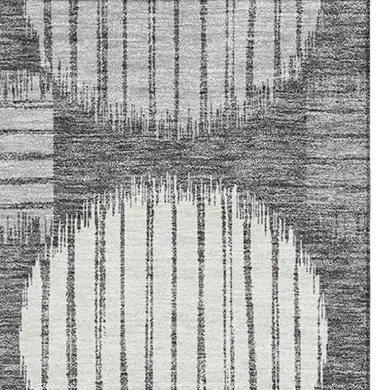 Charcoal And Ivory Geometric Washable Area Rug With UV Protection Photo 4
