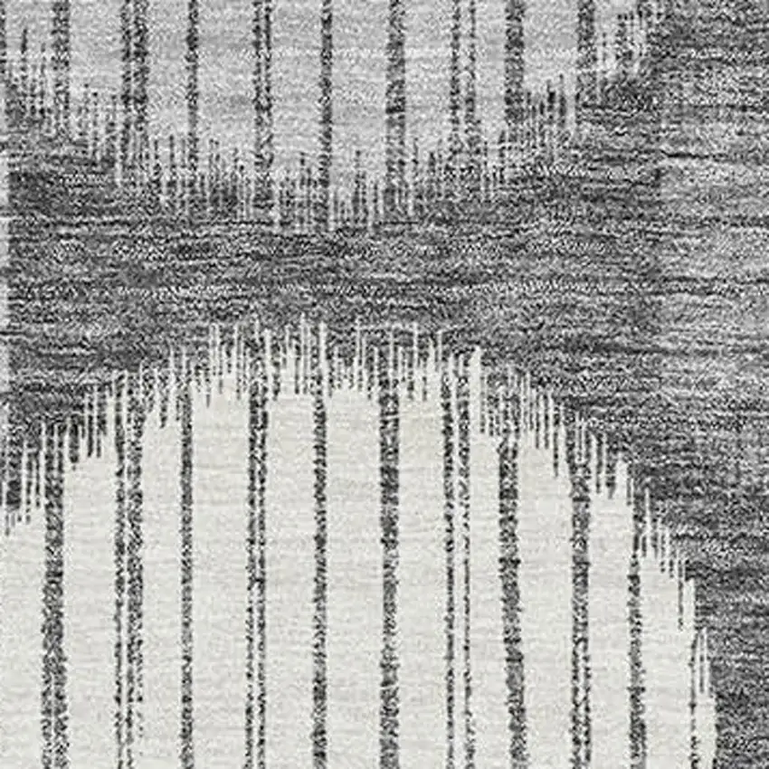 Charcoal And Ivory Geometric Washable Area Rug With UV Protection Photo 3