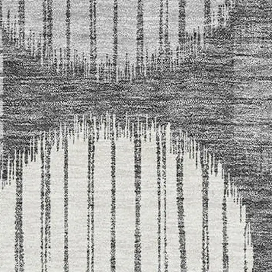 Charcoal And Ivory Geometric Washable Area Rug With UV Protection Photo 3