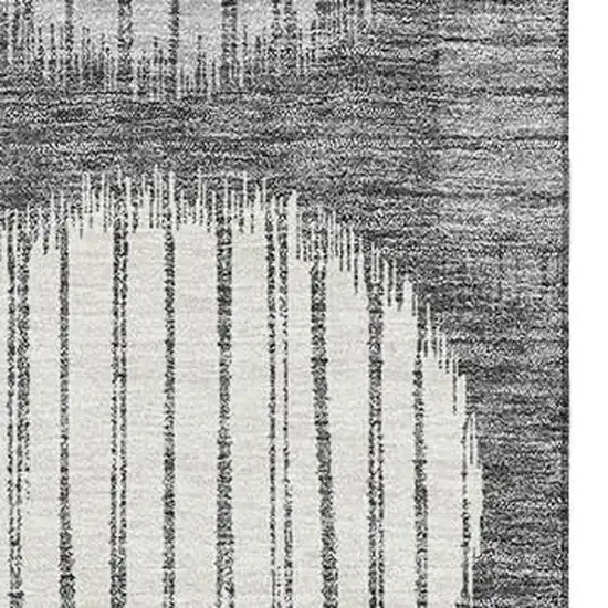 Charcoal And Ivory Geometric Washable Area Rug With UV Protection Photo 3