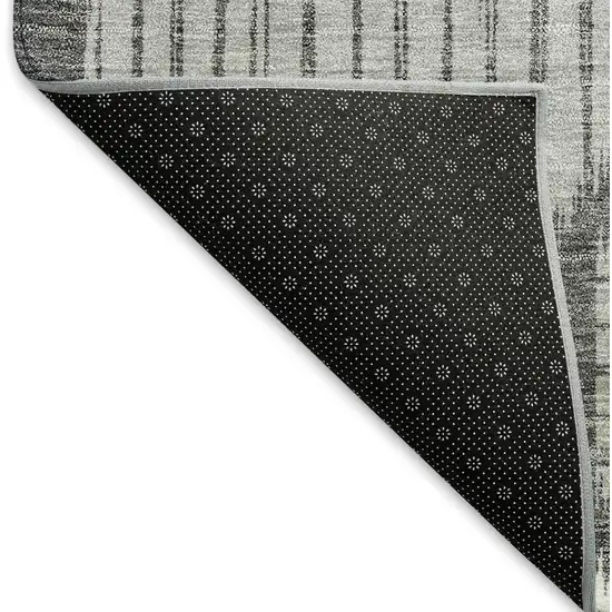 Charcoal And Ivory Geometric Washable Area Rug With UV Protection Photo 7