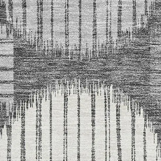 Charcoal And Ivory Geometric Washable Area Rug With UV Protection Photo 3