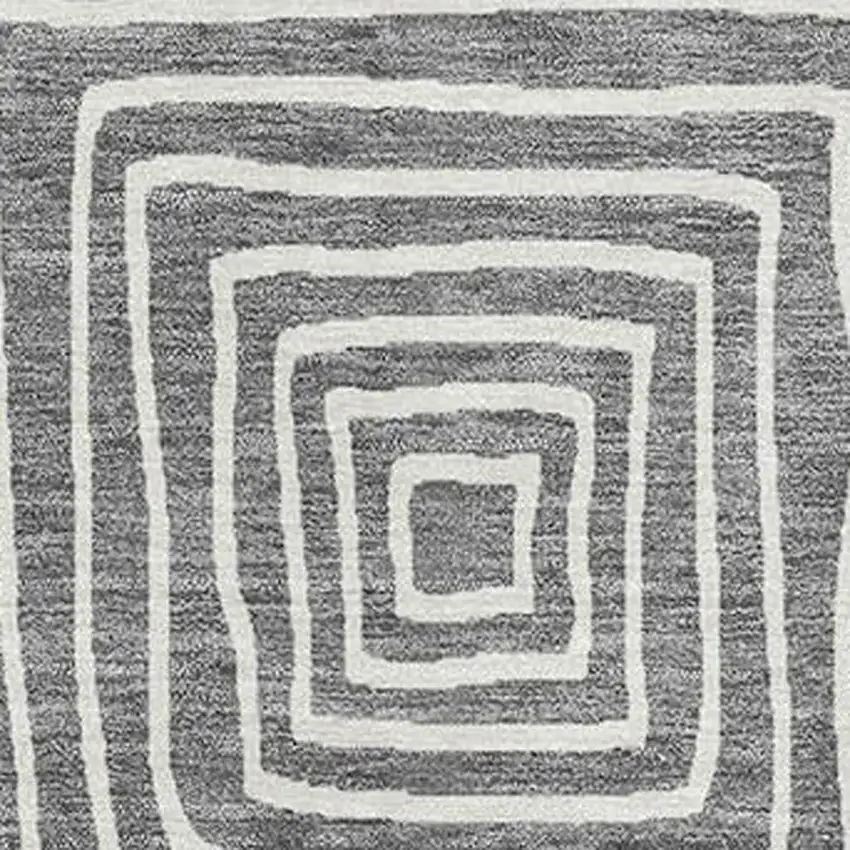 Charcoal And Ivory Geometric Washable Area Rug With UV Protection Photo 2