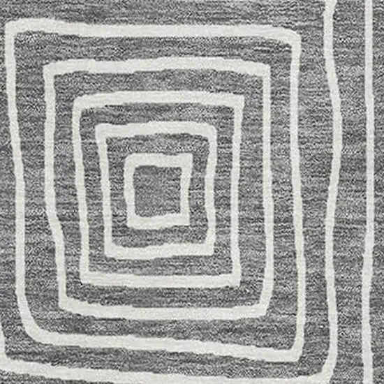 Charcoal And Ivory Geometric Washable Area Rug With UV Protection Photo 2