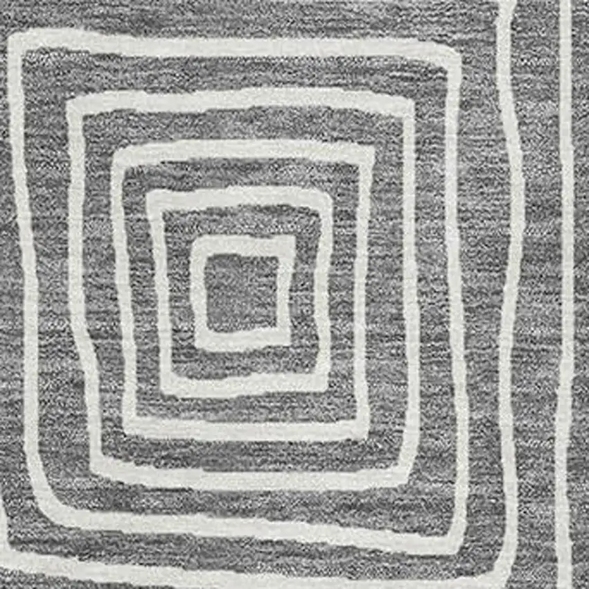 Charcoal And Ivory Geometric Washable Area Rug With UV Protection Photo 2