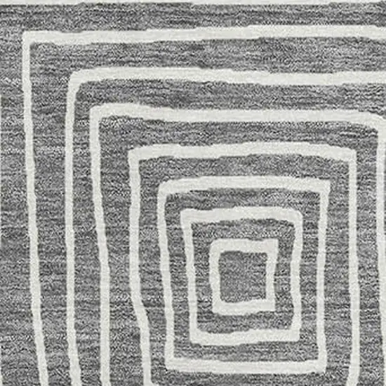 Charcoal And Ivory Geometric Washable Area Rug With UV Protection Photo 2