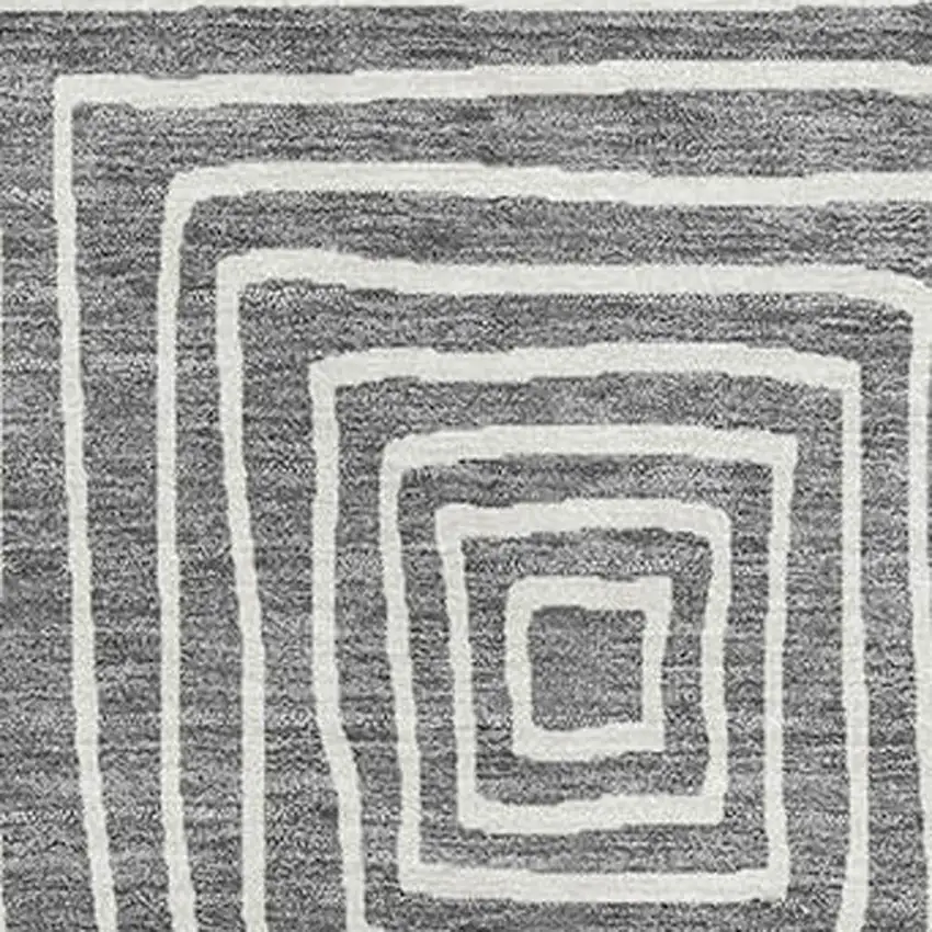 Charcoal And Ivory Geometric Washable Area Rug With UV Protection Photo 2