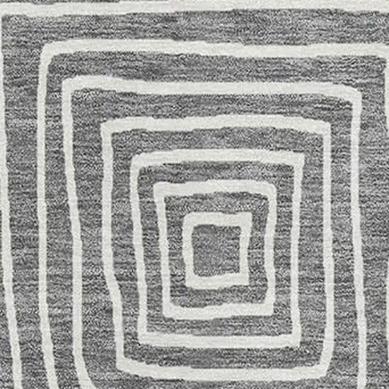 Charcoal And Ivory Geometric Washable Area Rug With UV Protection Photo 2