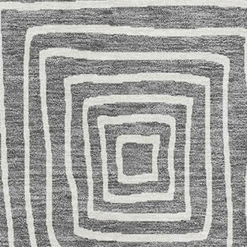 Charcoal And Ivory Geometric Washable Area Rug With UV Protection Photo 2