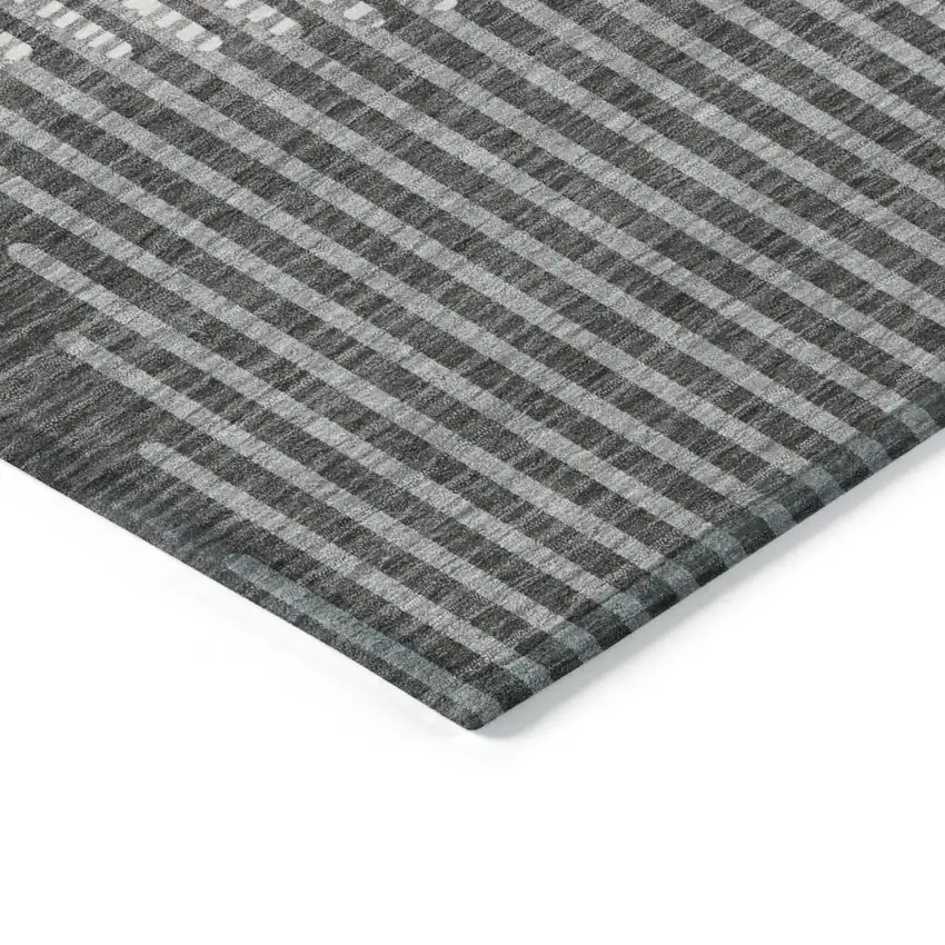 Charcoal And Ivory Geometric Washable Indoor Outdoor Area Rug Photo 3