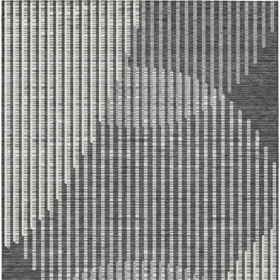 Charcoal And Ivory Geometric Washable Indoor Outdoor Area Rug Photo 5