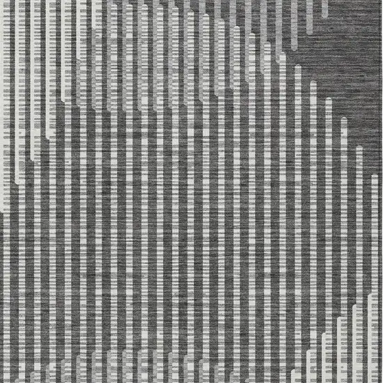 Charcoal And Ivory Geometric Washable Indoor Outdoor Area Rug Photo 6